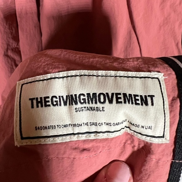 The Giving Movement ripstop pink logo stripe dancer pants re-shell elastic szM/L - Picture 5 of 12